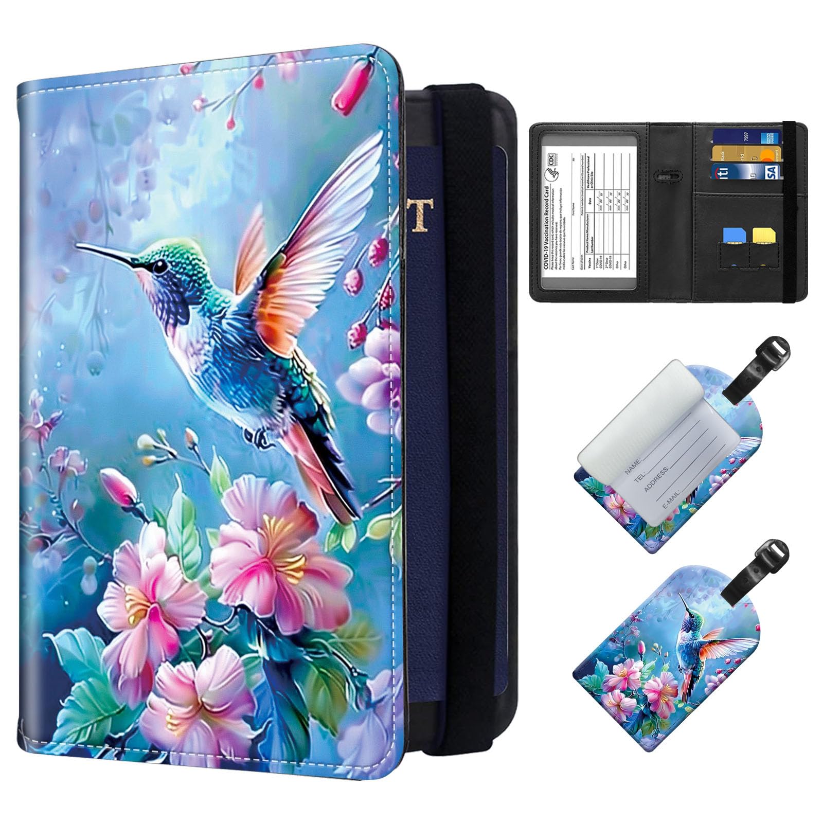 ETLKJVBL Exquisite Passport Holder for Travel Accessory, Leather Passport Cover with Space for Documents and Family Photos, Travel Passport Wallet for