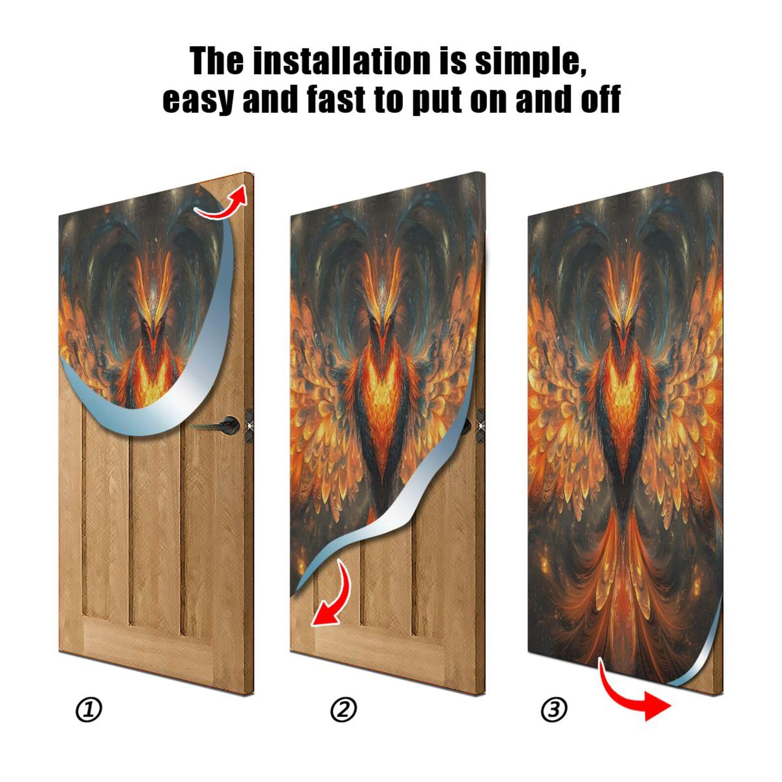 FLildon Phoenix Pattern Door Cover Decoration, Party Accessory Porch Decor for Festive Ornament Room Door Covers 35 x 79 Inch