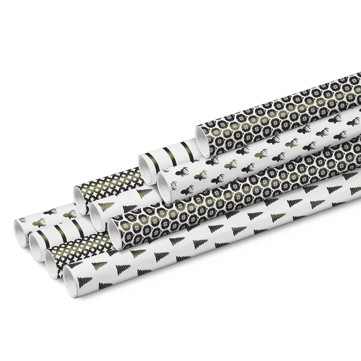 Clairefontaine 211424AMZC - Packung mit 12 Rollen Geschenkpapier Excellia, 2 m x 70 cm, 80g, 1 Pack, Chamonix, Motive sortiert