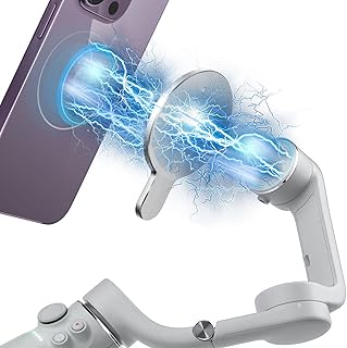 imluckies Magnetic Base Holder Phone Clamp, for MagSafe DJI OM 6 / OM 5 / OM 4 SE/OM 4 Adapter, Compatible with DJI Osmo Mobile Smartphone Gimbal Stabilizer and DJI OM Acessories, Silver