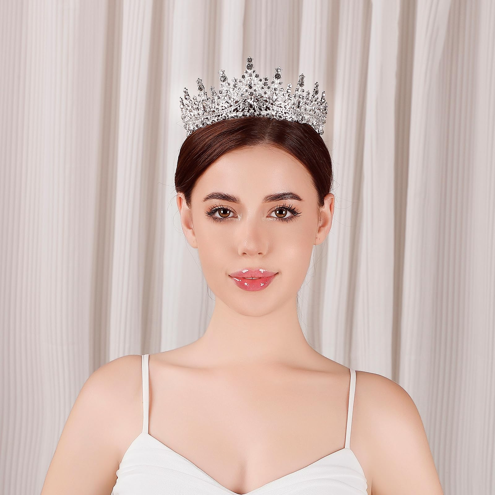 Corona De Tiara Verde Para Mujer, Coronas De Reina De Cristal, Tiaras De Princesa