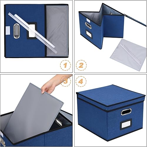 Miniatura 4 de EOOUT Paquete de 1 caja organizadora de archivos con tapa, carpetas de archivos colgantes, tamaño carta, organizador de documentos plegable para