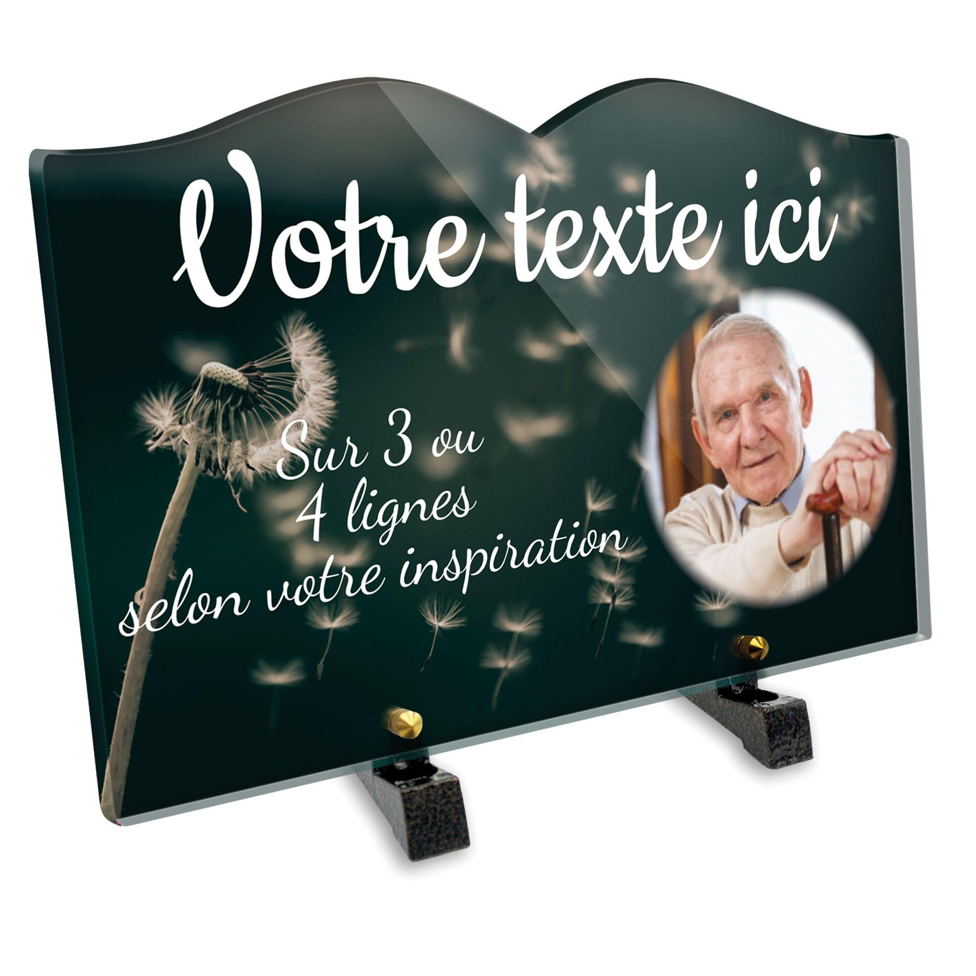 Plaque funéraire livre personnalisé photo plexi 30x20