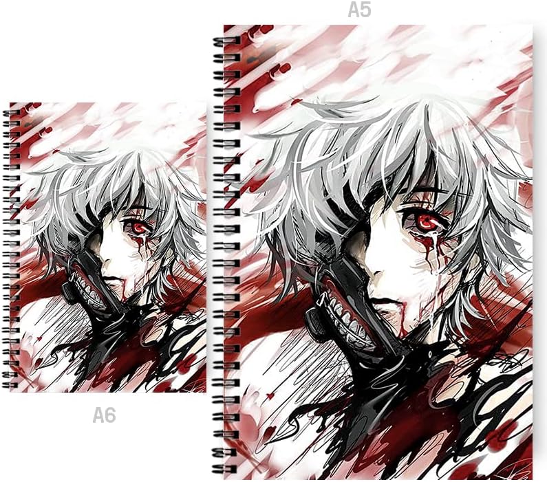 DASM UNITED Pack of 2 A5 A6 Printed Diary Notebook Sketch Drawing Book 100 GSM Unruled Pages Set of 2 Writing Pocket Memo Notepad Journal Planner Organizer Combo - Anime Boy Sad Red Sketch