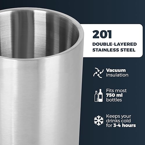 Miniatura 4 de Cubo enfriador de vino, paquete de 4, enfriador de vino para botellas, enfriador de champán cubo de hielo de doble pared de acero inoxidable para