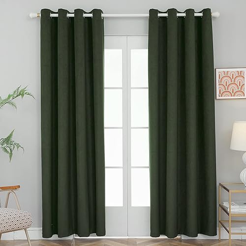 FY FIBER HOUSE Cortinas opacas para dormitorio, terciopelo de lujo suave, cortina vintage para comedor, oficina, 2 paneles (52 pulgadas de ancho x