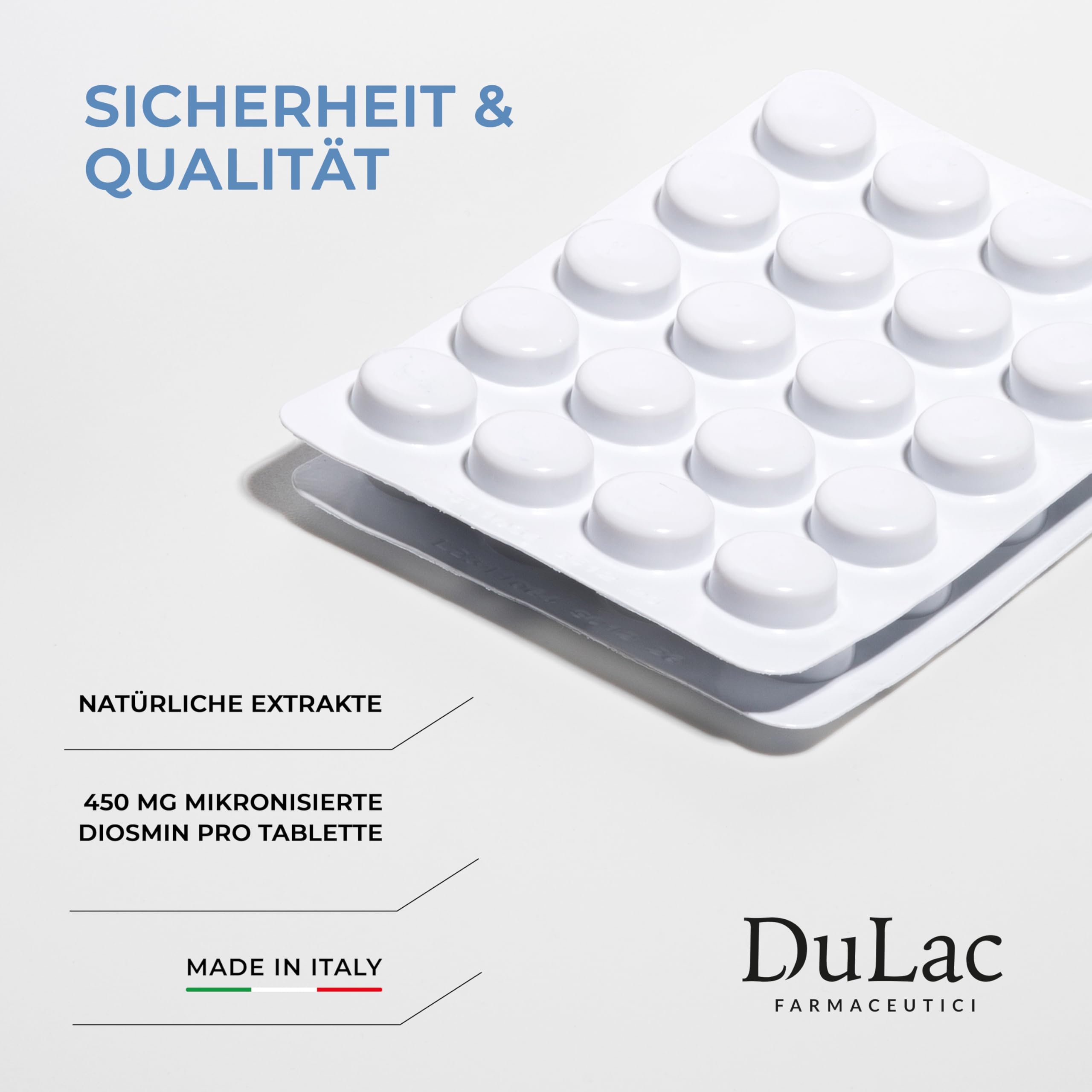 Dulac – Diosmin Omniven 500, Nahrungsergänzung für Schwere und Geschwollene Beine, 80 Tabletten, für Venen und Lymphdrainage Beine, Ideal bei Krampfadern, mit Diosmin und Hesperidin, Made in Italy
