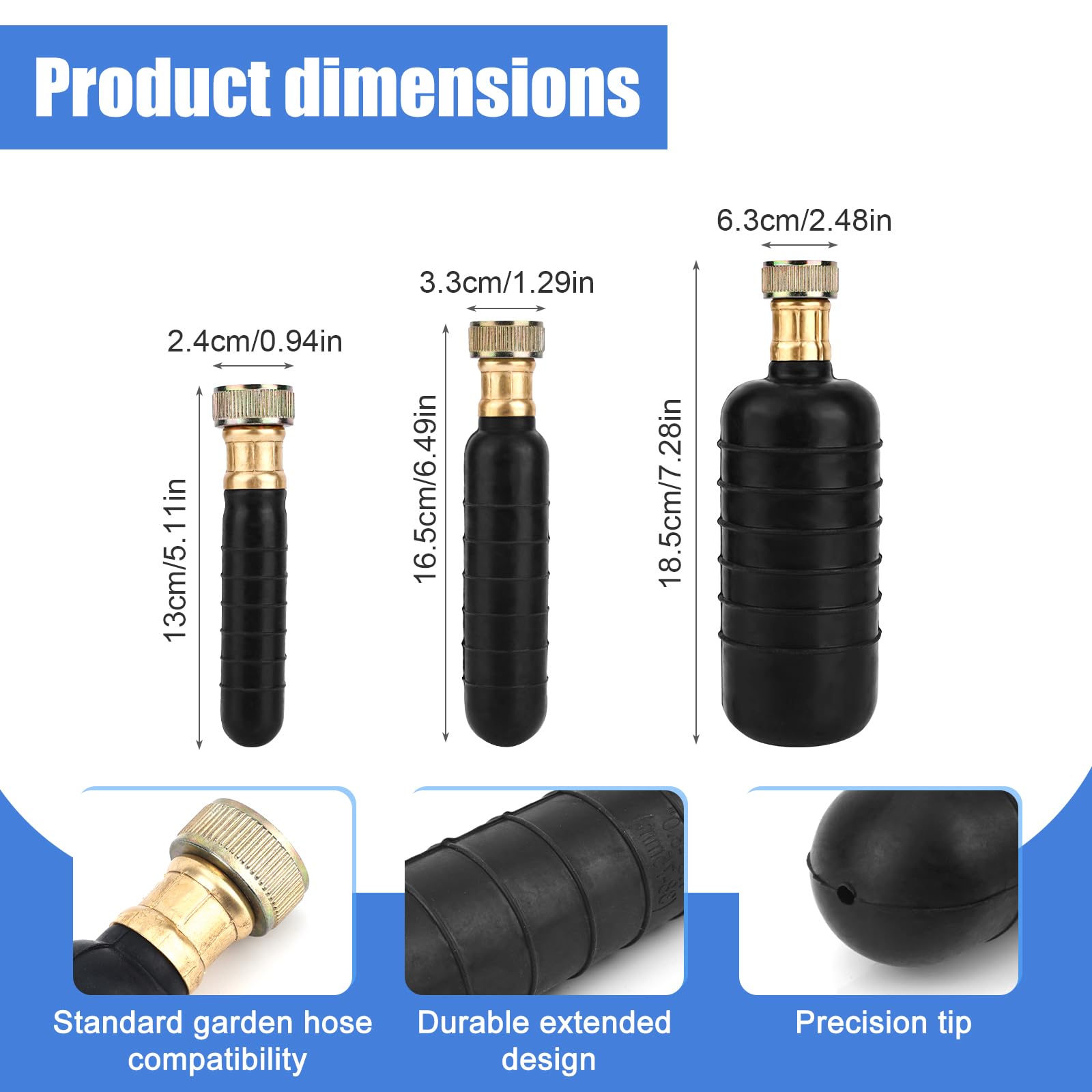 3pcs Vessies de Drainage en Caoutchouc Deboucheur Canalisation Professionnel Drain Cleaning Bladders WC Vessies de Vidange Déboucher Les Canalisations Principales et Les Égouts
