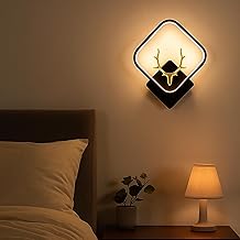 Manraj Deer LED Wall Light with Deer Design, 3-Colour Changing Mode, Black Square Frame, Modern Decorative Sconce Wall Lamps (Square, 1)