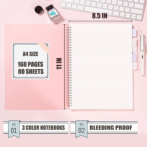 Miniatura 9 de OWSC Paquete de 4 cuadernos de espiral rayados, cuadernos de 5.9 x 8.3 pulgadas para el trabajo, la escuela y el diario con papel grueso de 110 GSM,