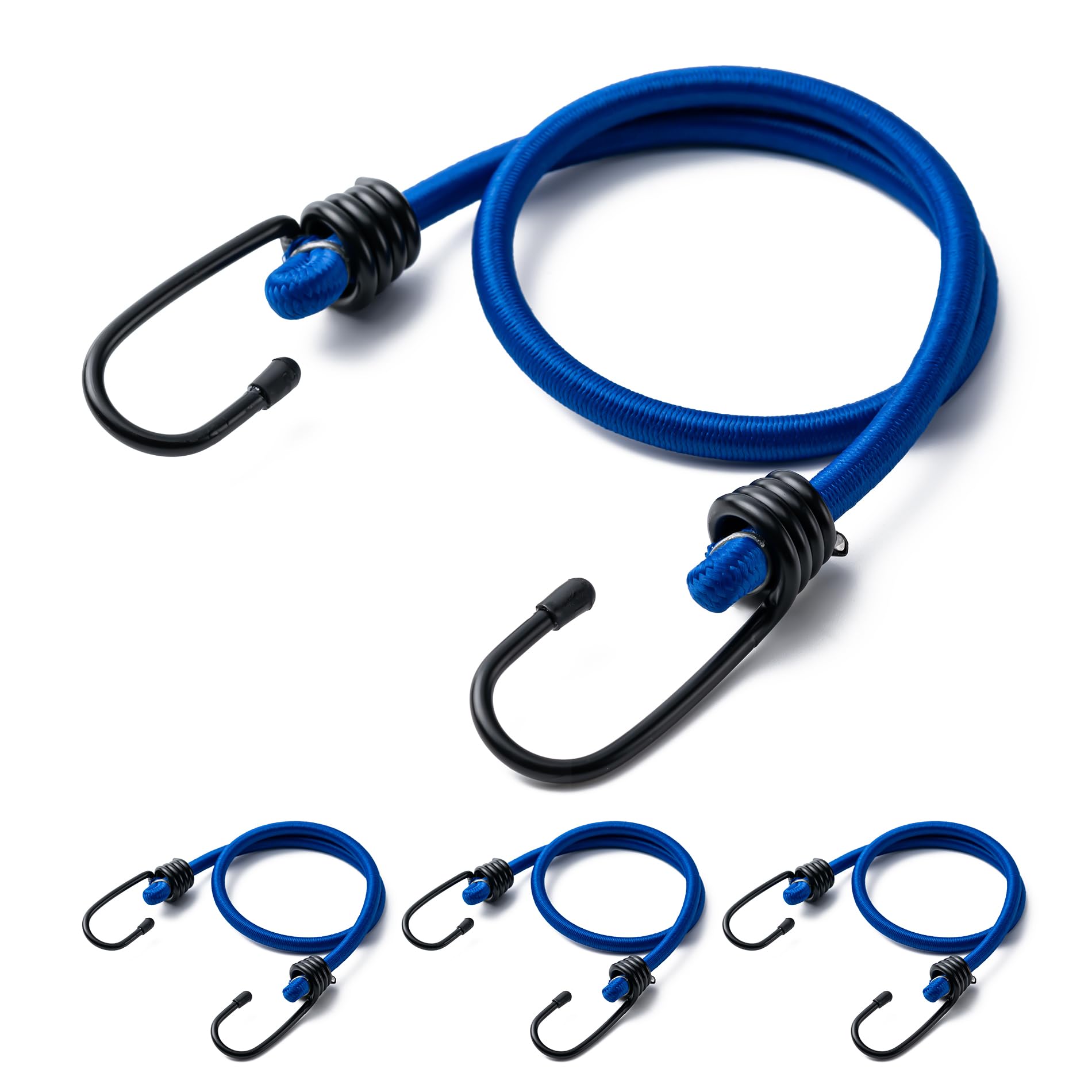 Aegero 32inch Bungee Cords with Hooks,4Pcs Heavy Duty Extra Strong Outdoor Elastic Rope,Multi-Purpose Elastic Bungee Straps for Luggage,Camping,Tarps,Bike Rack,Outdoor Tent,Weatherproof（Blue） — image 1