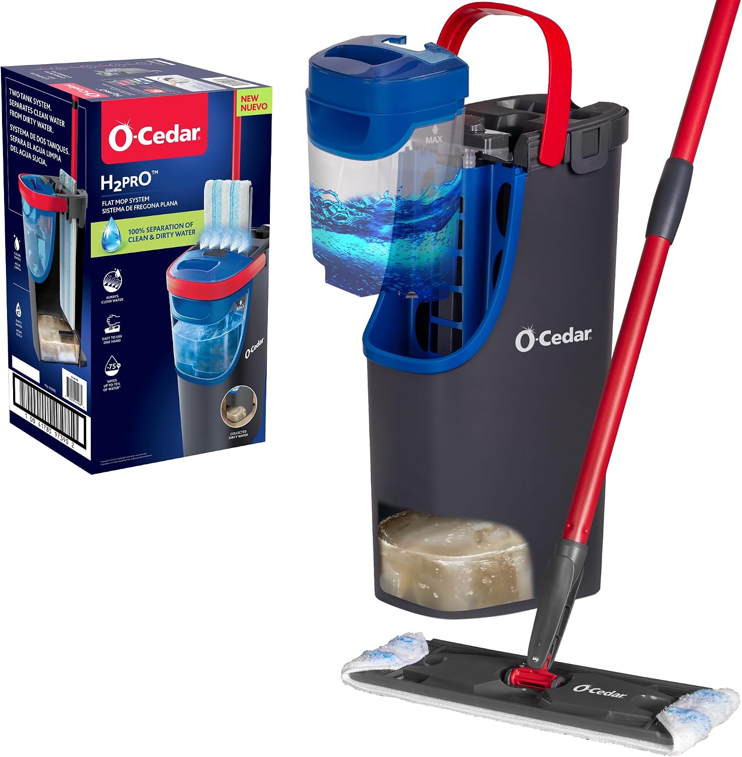 O-Cedar H2prO Flat Mop Dual-Tank System