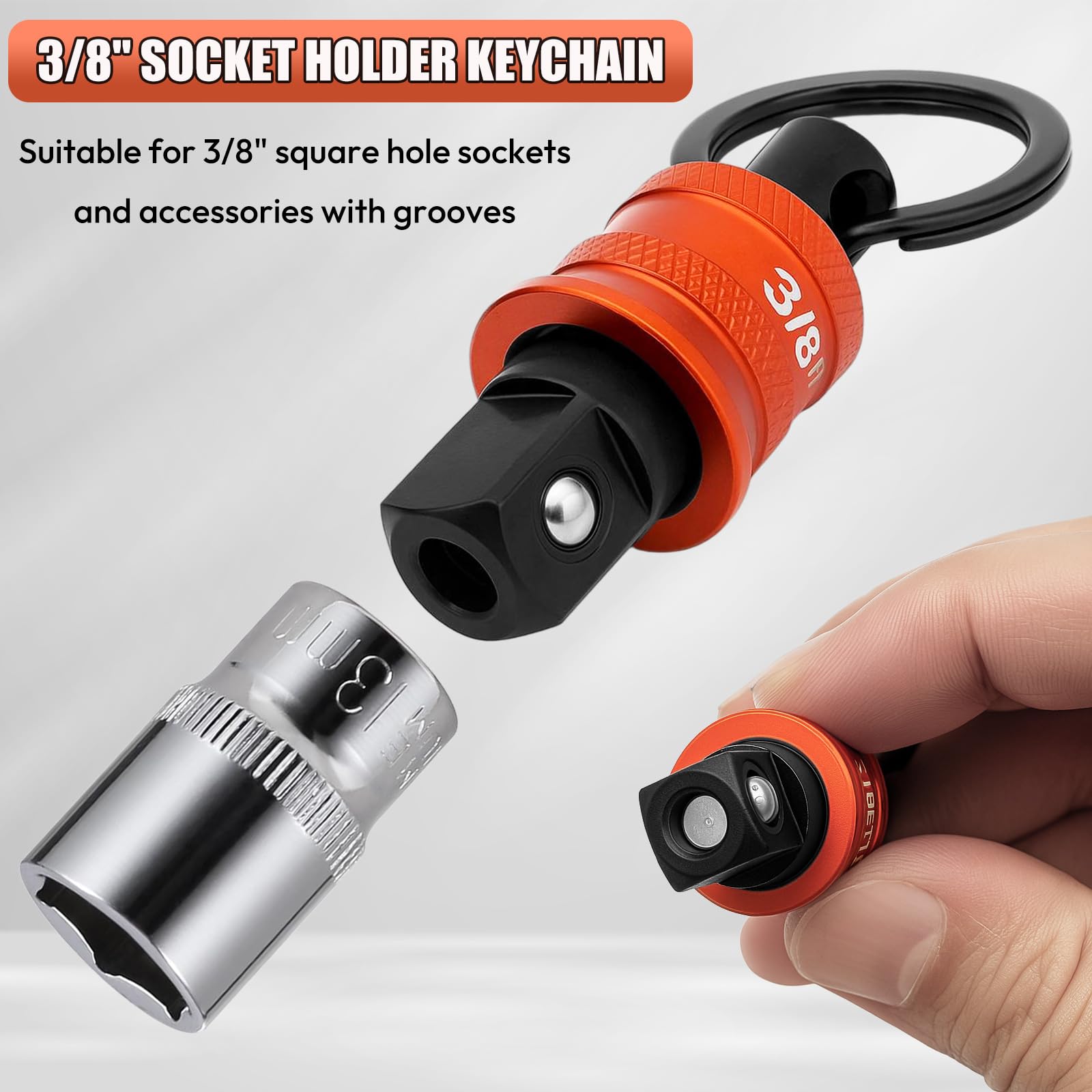 5 portachiavi a bussola da 3/8", design a sgancio rapido con moschettone, accessori per avvitatori edili, lineari, meccanici e falegnami