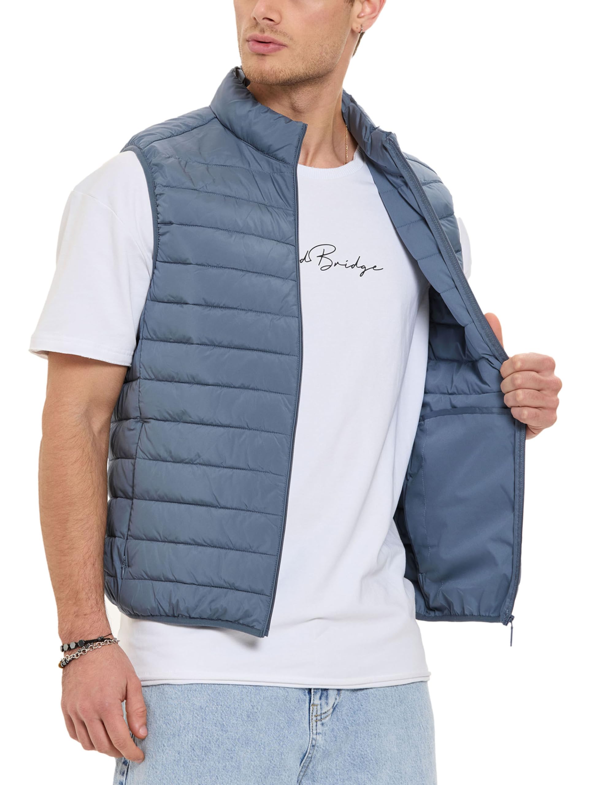 Redbridge Gilet trapuntato, leggero, con colletto alto e chiusura lampo, per tutti i giorni, per il tempo libero e le mezze stagioni