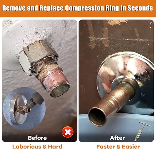 Miniatura 2 de Herramienta Extractora de Manguito de Compresión para Remover Tuerca y Férula de Tubería 03943, Removedor de Manguito para Accesorios de Compresión