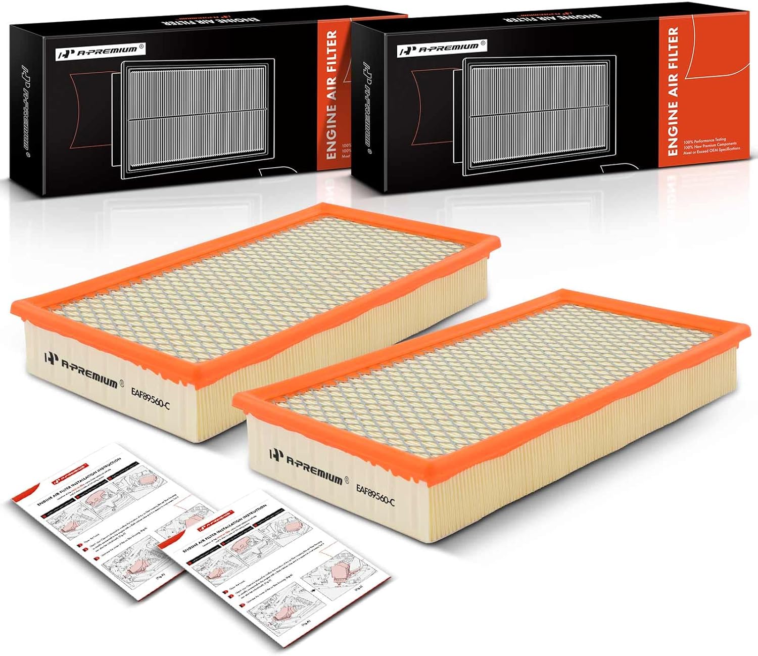 A-Premium 2-PC Engine Air Filter Compatible with Ford Freestar 2004-2007, Thunderbird 2002-2005 & Jaguar S-Type 2000-2003 & Lincoln LS 2000-2006 & Mercury Monterey 2004-2007