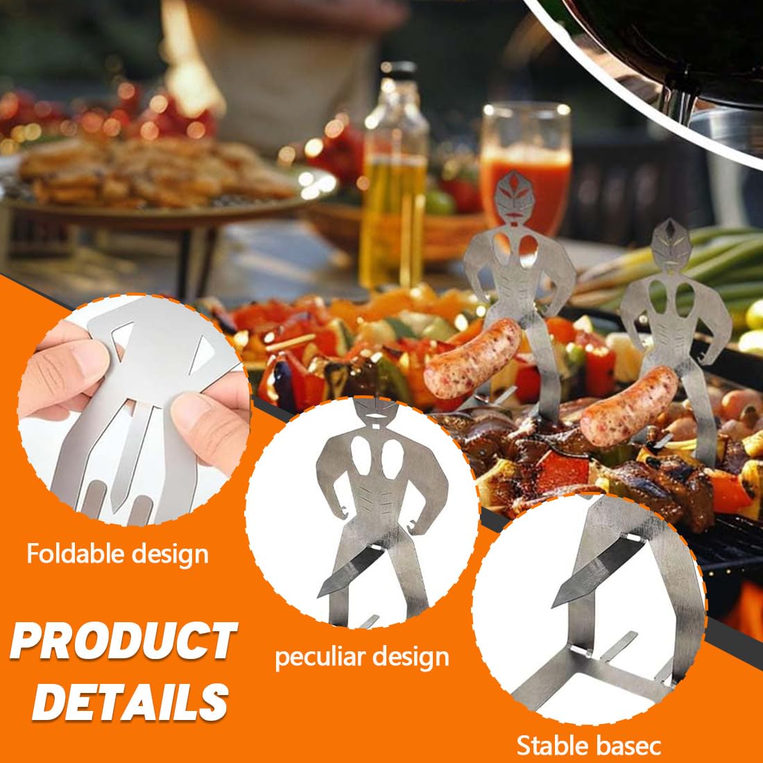 2 Pezzi Divertenti Porta Hot Dog, Accessori Barbecue Divertenti, Acciaio Inossidabile, Supporto per Salsicce in Piedi, per Campeggio Picnic All'Aperto Cucina