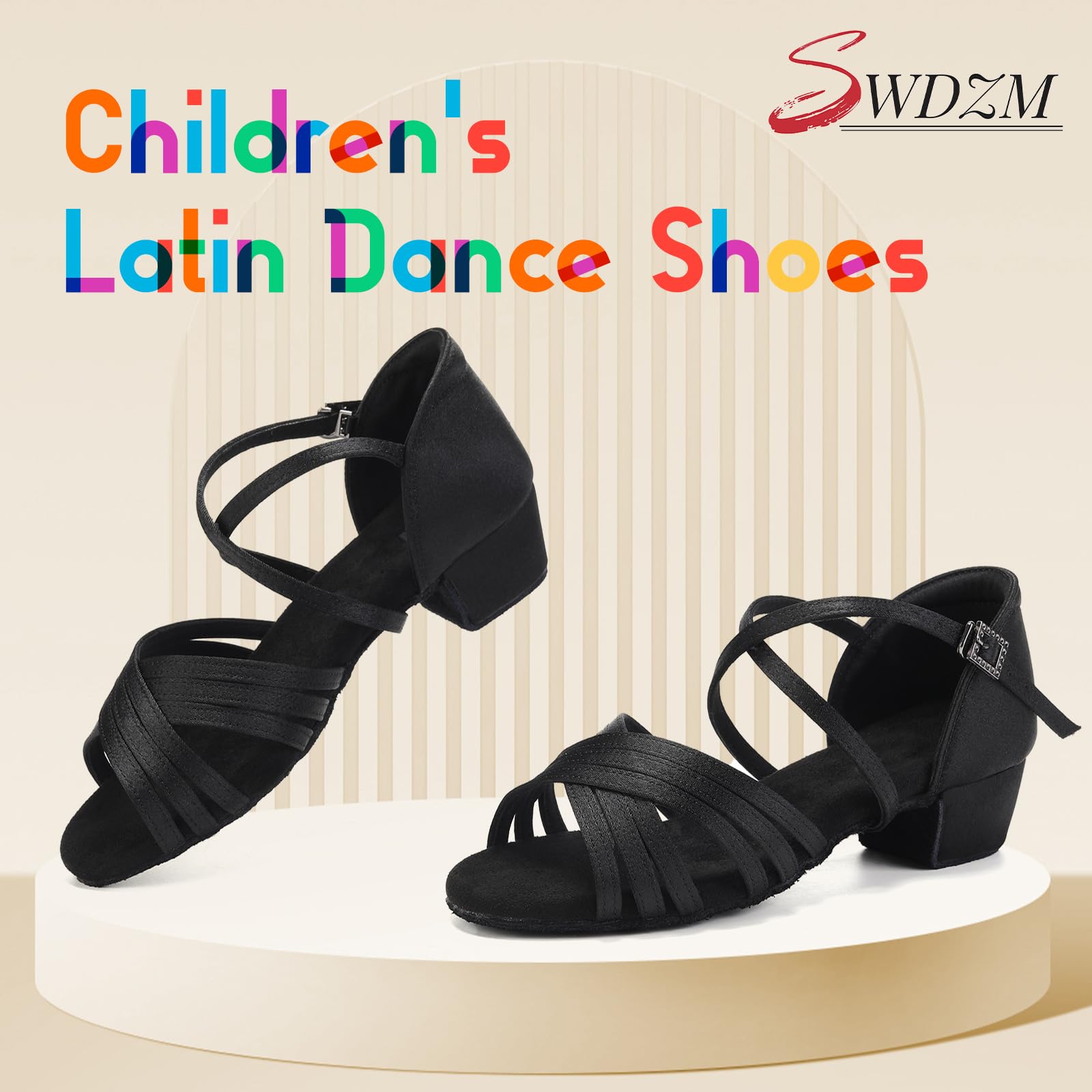 SWDZM Chaussures de Danse Latine Fille avec Talon Bas de 3,5 cm de Salon Femmes