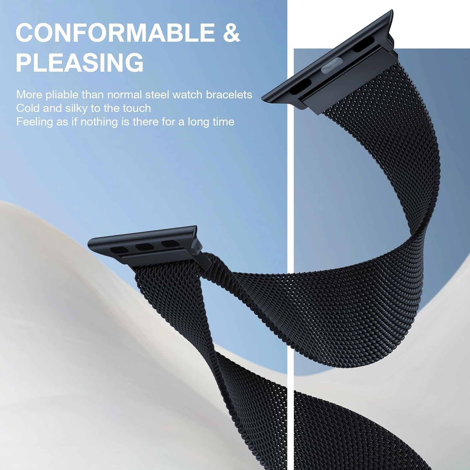 Originale Loop Milanese in Acciaio Inossidabile Compatibile con Apple Watch Cinturino 49mm 46mm 45mm 44mm 42mm 41mm 40mm 38mm, per iWatch Ultra/Ultra 2, SE, Serie 10 9 8 7 6 5 4 3 2 1