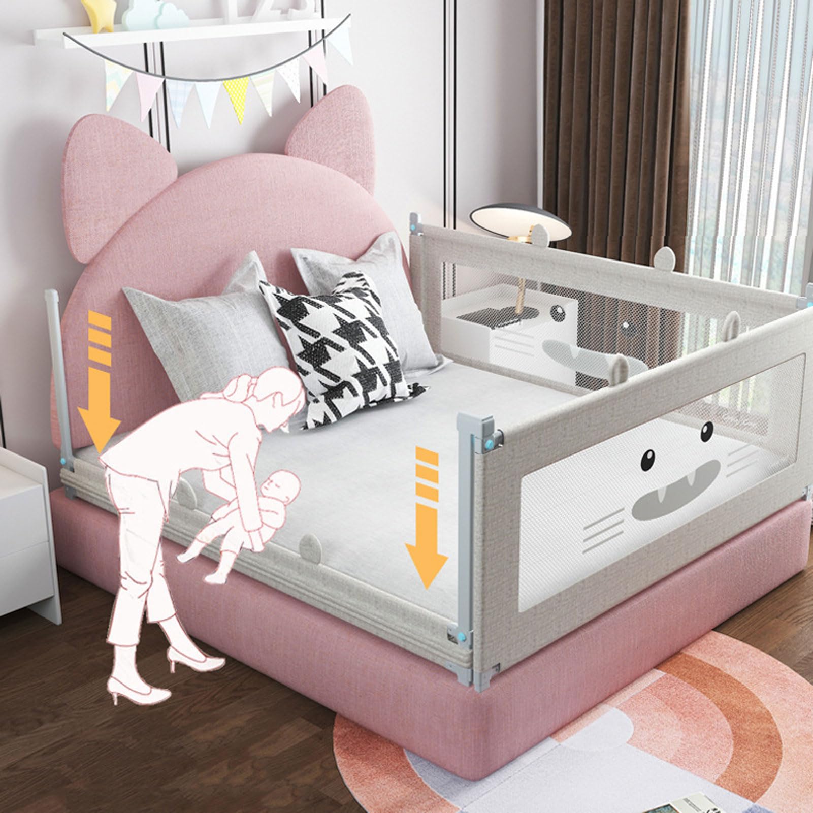 Barandillas para Camas para Niños Pequeños, Barandillas para Camas para Niños Pequeños, Protectores para Barandillas para Cuna para Bebés, Barandillas y Protectores para Barandillas para CAM