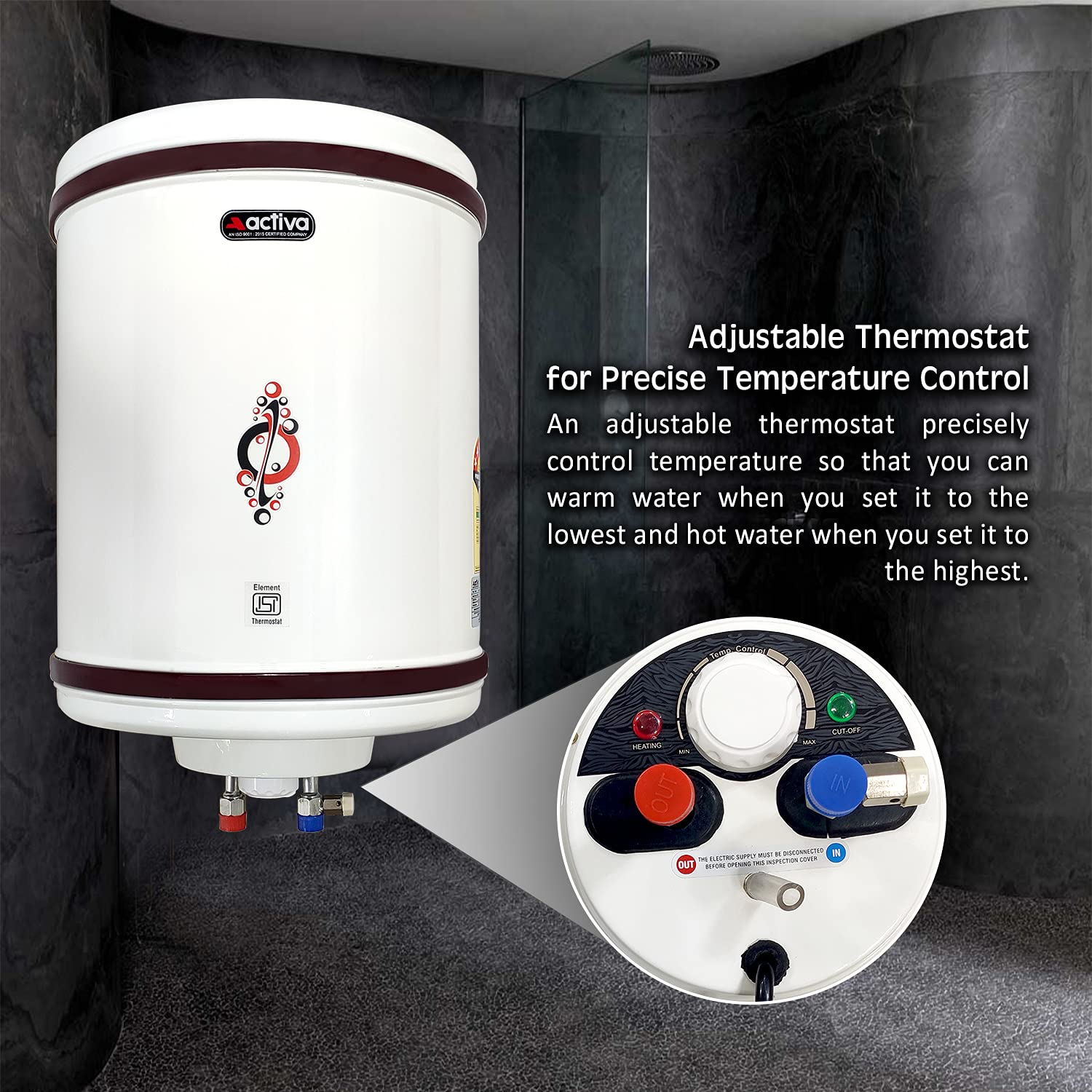 Buy ACTIVA 25 LTR Storage 5 Star 2 KVA Geyser with Special Anti Rust  Coating Metal Body,HD ISI Element Hotline (Ivory) with Free Installation  Kit and adjustable outer thermostat 2 Years Warranty