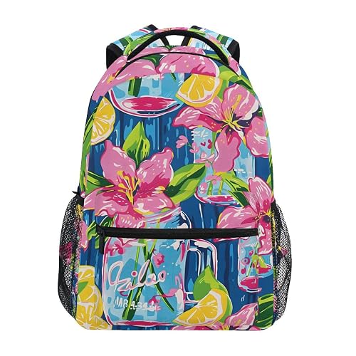 ALAZA Lily Pulitzer Mason Jars Backpacks for Girls Elementary School Bag