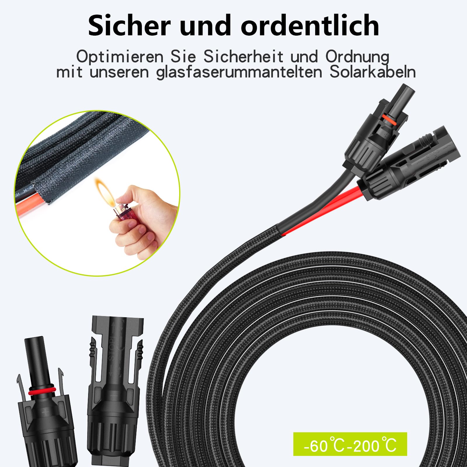 2 x 10 meter Prolunga per Cavo Solare 6mm²,Cavo Fotovoltaico con Guaina Protettiva,Cavo per Pannelli Solari,Cavo Solare Con Connettori Impermeabile IP68(Rosso+Nero)