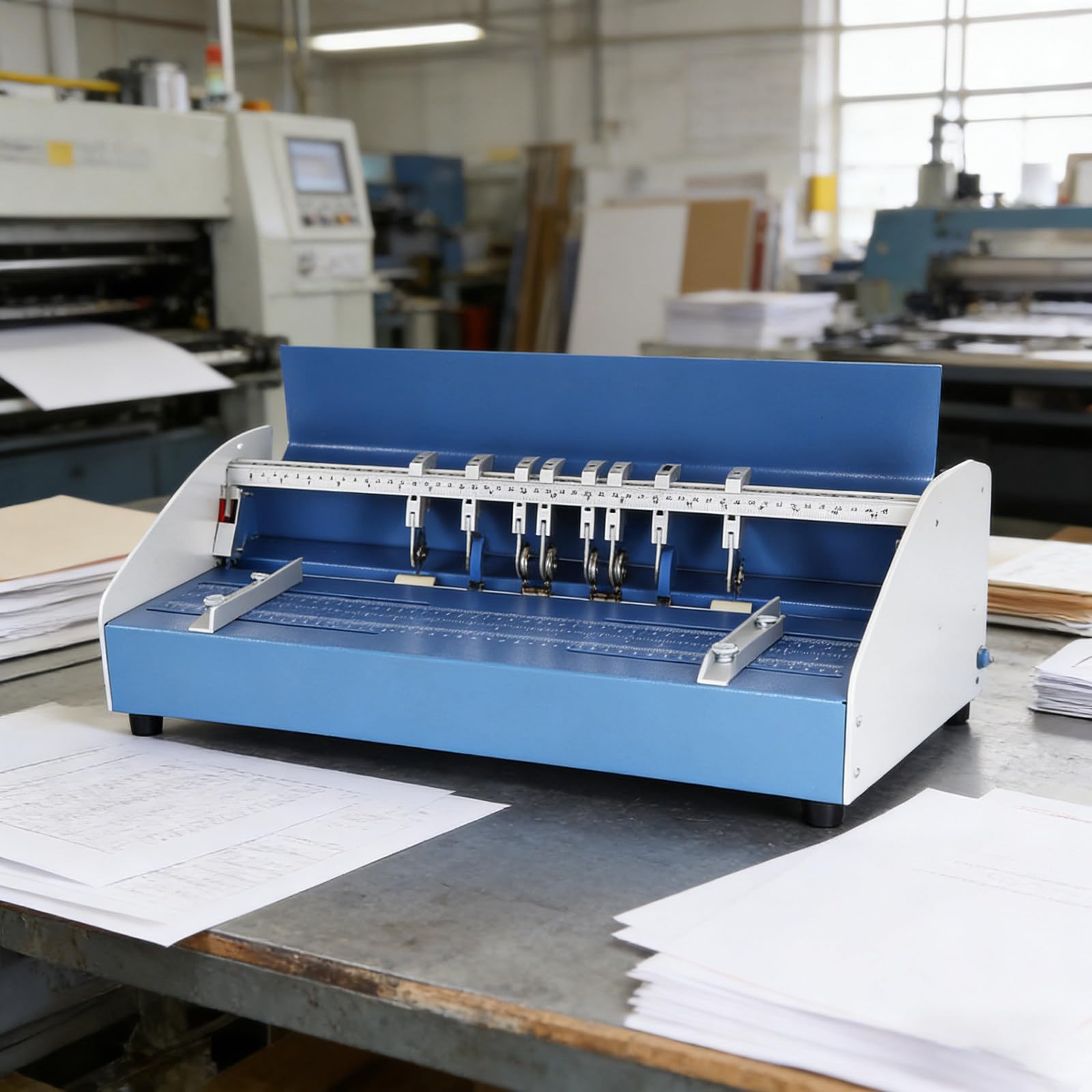 Machine à Rainurer électrique 3 en 1, Raineuse-DéCoupeuse pour Papier 520 Mm, Creaser Paper à Plier Environ 14.5 kg Rainurage Fonction de Coupe en Pointillés