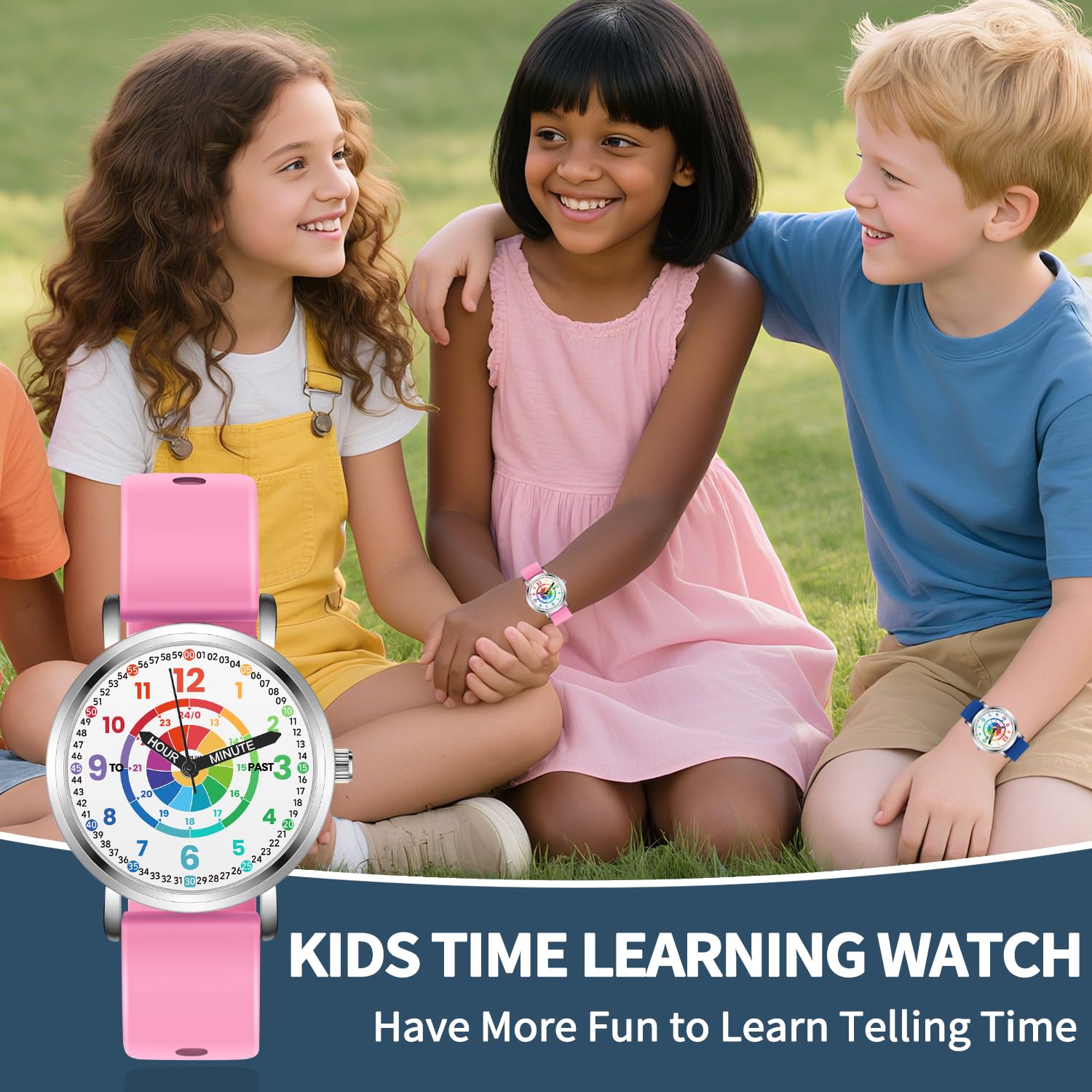 Relojes para niños, reloj de aprendizaje para niños, diana para niños pequeños, tiempo de aprendizaje y hora fácil de leer, reloj analógico para niños y niñas de 3 a 11 años, color rosa