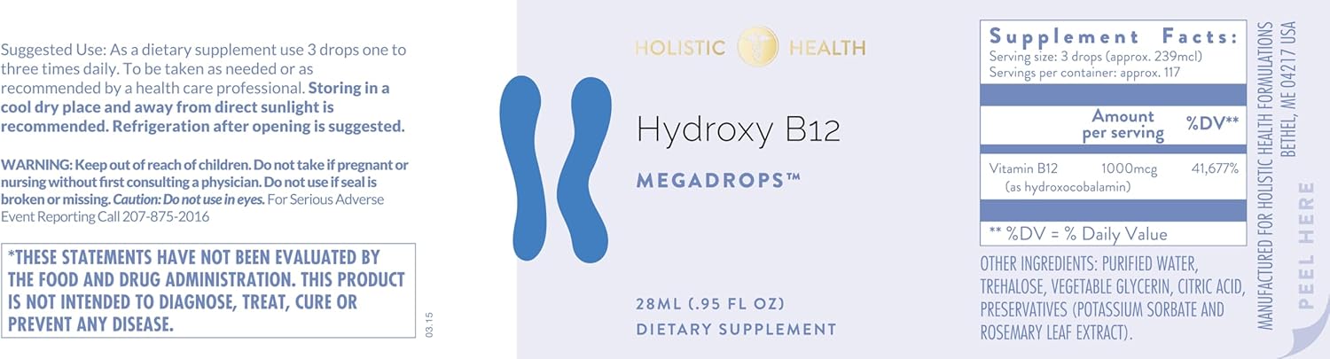 Holistic Health Hydroxy B12 MegaDrops™ 28ML (.95 FL oz)