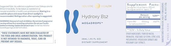 Holistic Health Hydroxy B12 MegaDropsTM 28ML (.95 FL oz)