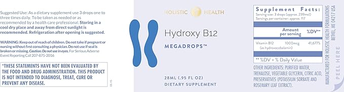 Holistic Health Hydroxy B12 MegaDrops 28 ml miniatura 4