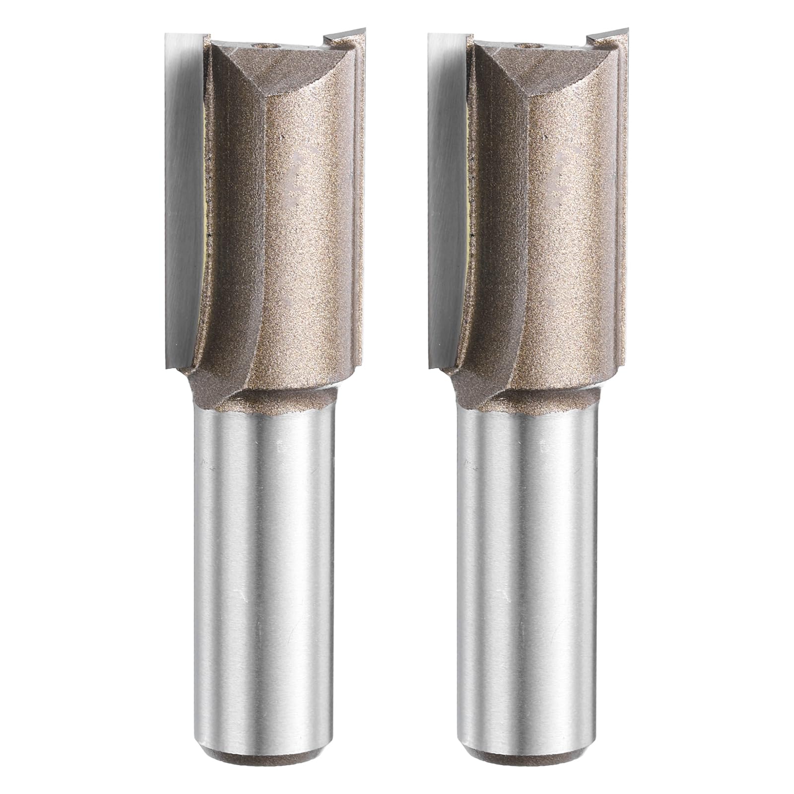 HARFINGTON 2pcs Straight Router Bit 1/2 Inch Shank 45/64" Cutting Dia, 2 Flutes 1.18 Inch Cutting Length YG6 Carbide Cutter with PTFE Heat Resistance