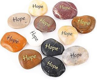 RockImpact 12PCS Hope Stones Engraved Inspirational Positive Tumble Palm Stones Reiki Chakra Recovery Gratitude Gift Balancing Word Rocks Bulk Lot