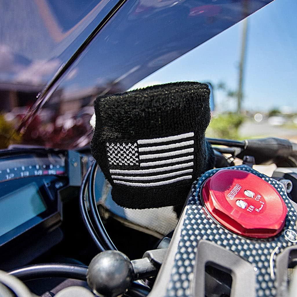 Brake Fluid Reservoir Cover Sock for Motorcycles, Sporbikes and Gifts by Moto Loot (USA Flag)