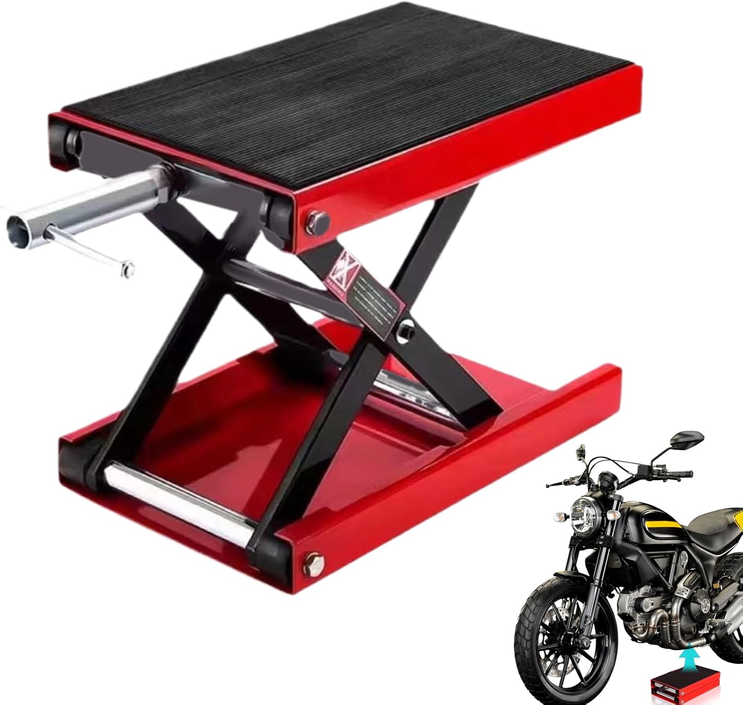 バイクジャッキ - 500kg 容量 自動 ロック,油圧式バイクリフトテーブル - ガレージ 修理店 裏庭 ブレーキ サービス アン