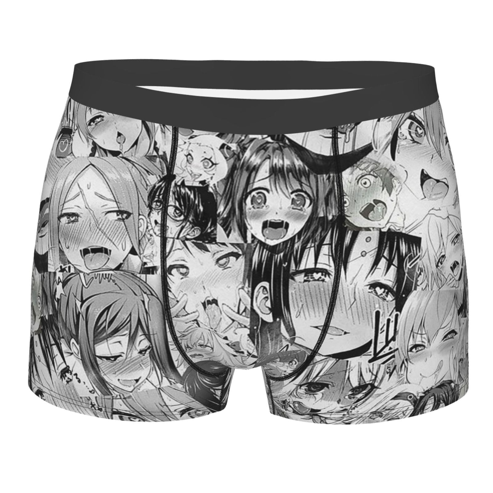 Zorin Men's Black Boxer Briefs Ahegao O-Faces Anime Soft Underwear