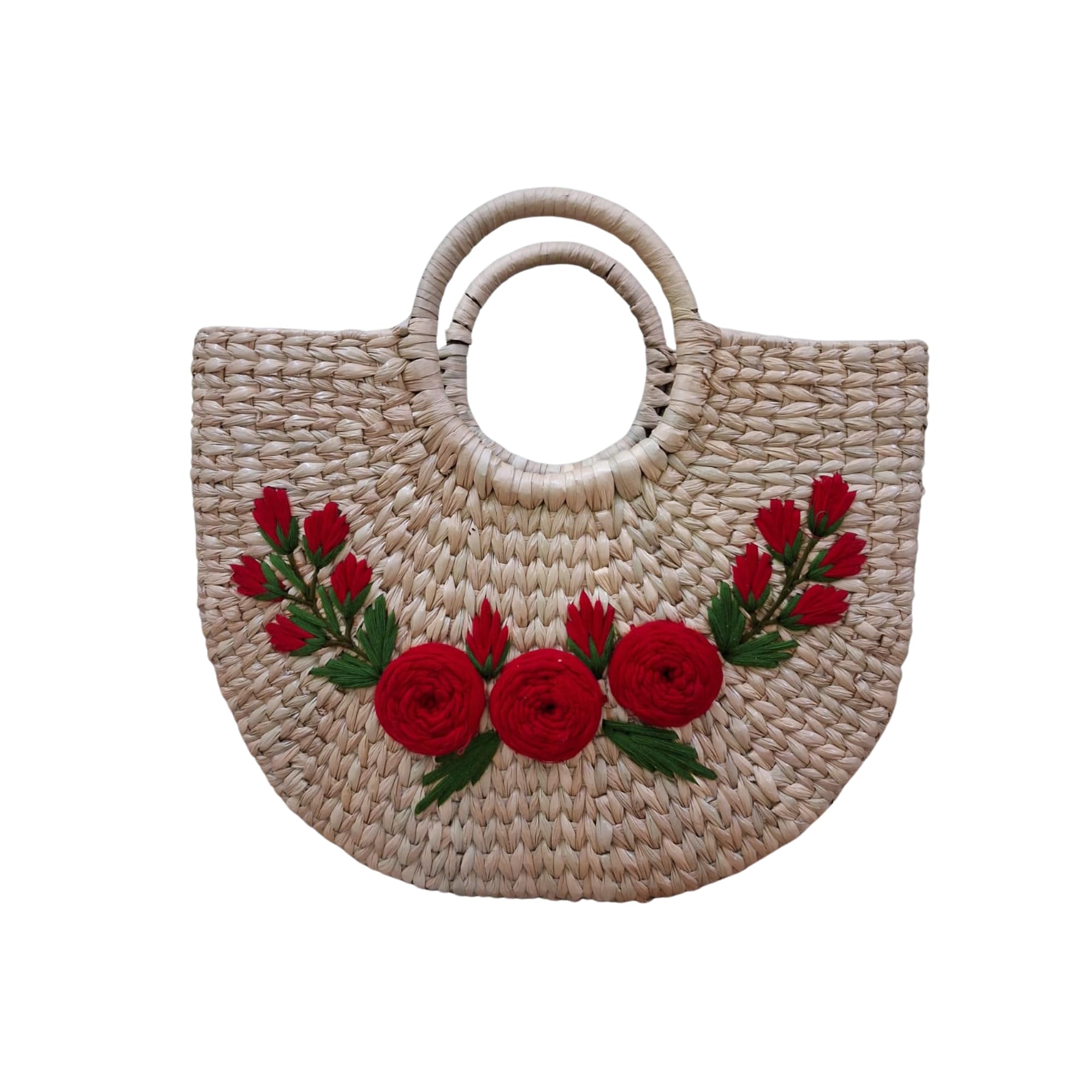 CraftsCreation Natural Kauna Grass Women’s Handbag | Handmade Floral Embroidered Ethnic Purse | Eco-Friendly Straw Bag for Wedding, Party, Festive & Beach | Boho Hand Carry (Design May Vary)-image-32
