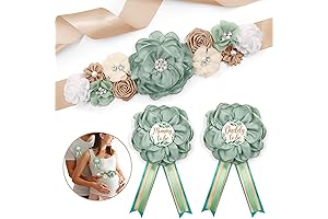 Sage Green Maternity Sash and Corsage Set: Exquisite Gender Reveal and Baby Shower Decor
