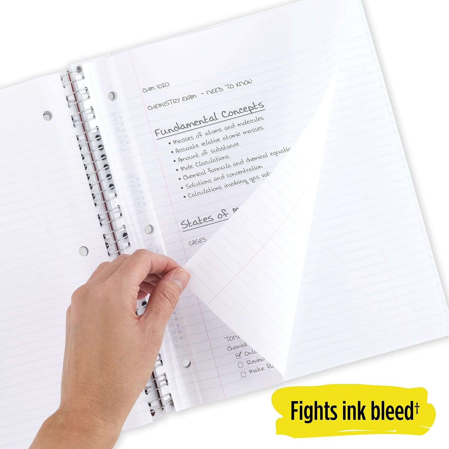 Five Star Insertable Loose Leaf Paper + Study App, 1 Pack, 3 Hole Punched, Reinforced Filler Paper, College Ruled to Add and Rearrange Pages in Spiral Notebook, 11-1/2" x 8", 75 Sheets/Pack (17022)