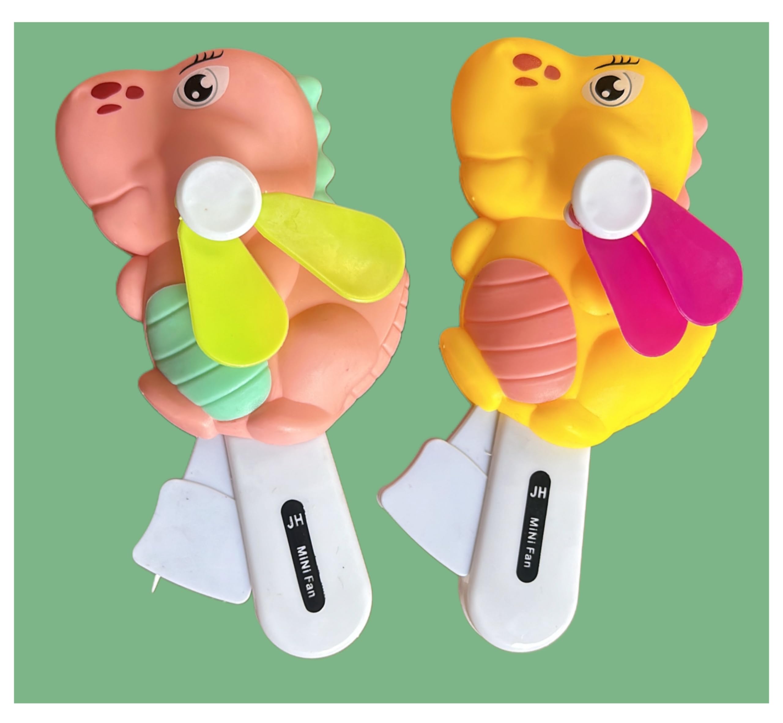 MSGH 2 pcs Hand Press Dinosaur Fan for Kids, Small Pocket Fan for Outdoor,Safe Mini Manual Fan, Portable Summer Fan, Fan Toy For Children - Multi Print/colour (pack of 2pcs)-image-12