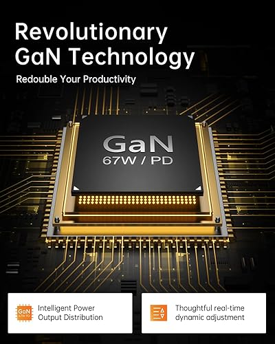 Miniatura 4 de SELORE - Bloque de cargador USB C de 67 W, bloque de carga rápida plegable GaN, adaptador de cargador de pared de 3 puertos con cable USB-C para