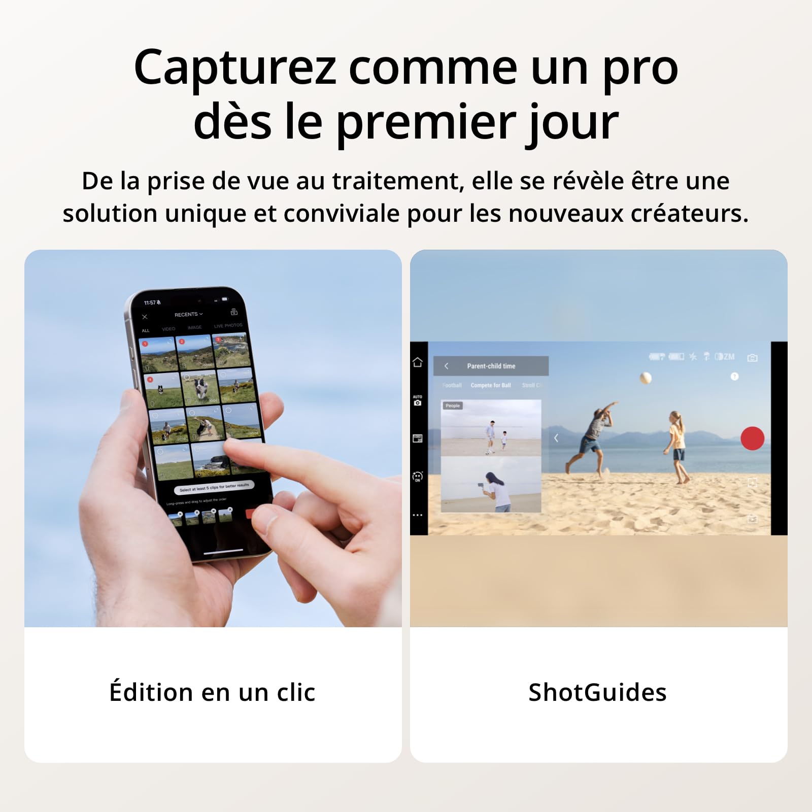DJI Osmo Mobile 7P pour iPhone, Stabilisateur Nacelle, Android, Suivi natif, Éclairage, Nacelle pour téléphone à 3 axes, Lancement rapide, Édition en un seul clic,Barre d’extension et trépied intégrés