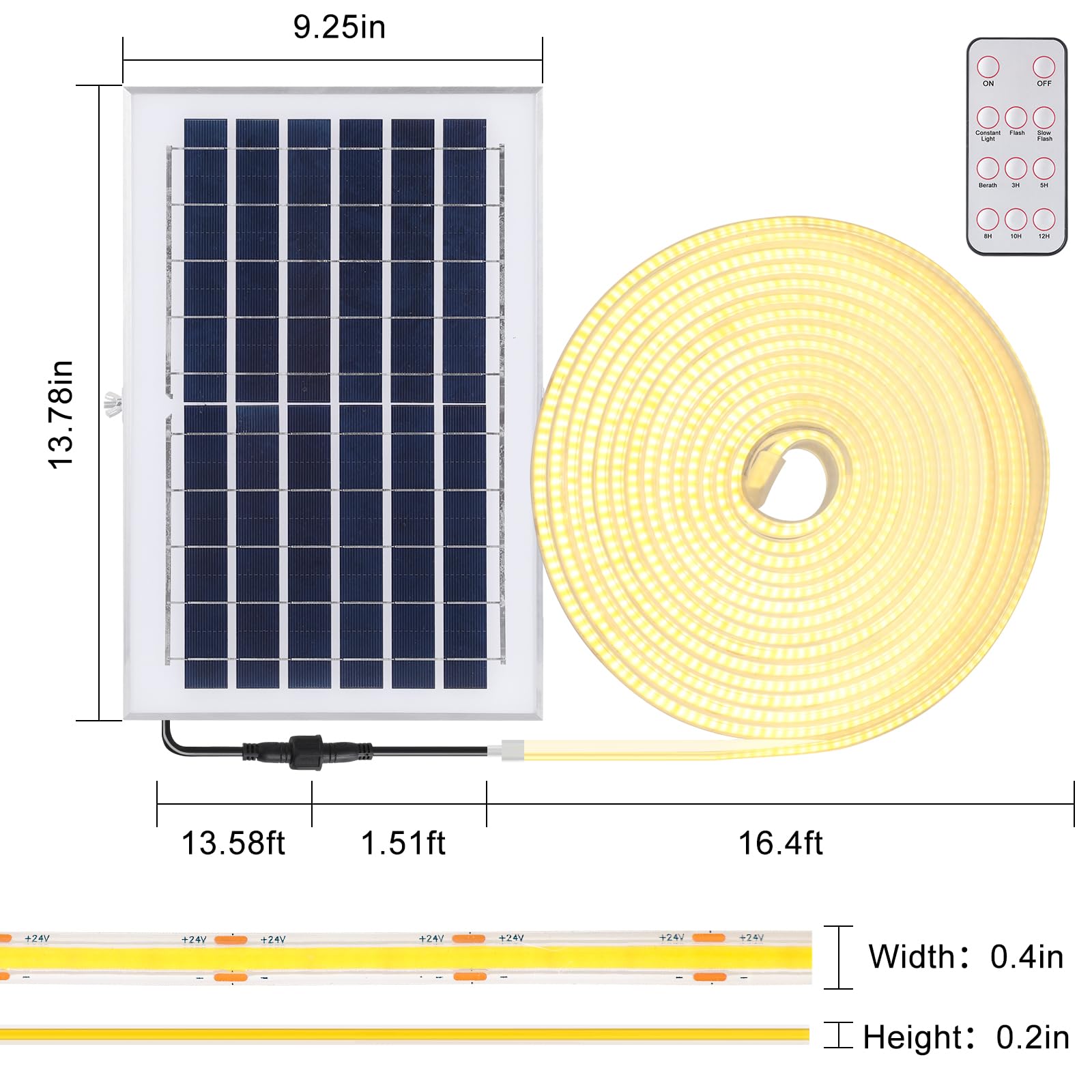 Boajuna Solar-LED-Lichtstreifen, für den Außenbereich, Warmweiß, 1600 LEDs
