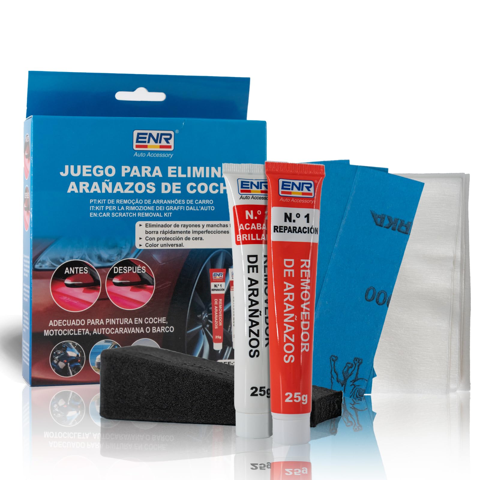Enerfero Reparador de arañazos,Pulimento Coche Arañazos,Aporta Brillo y Protección,Restos de Pintura y Manchas Persistentes,Fácil Aplicación,50g - 2