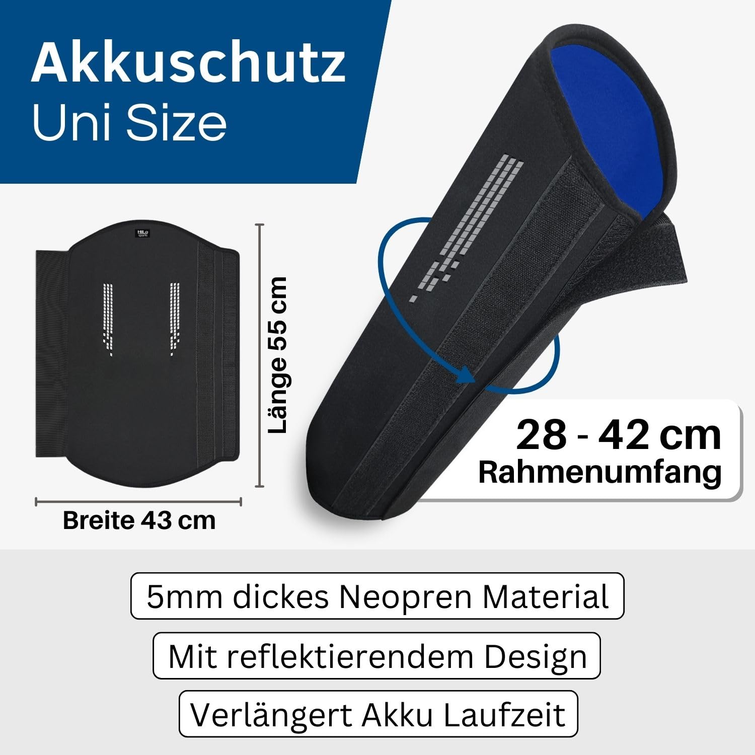 HiLo sports 3-teiliges E-Bike Transportschutz Set - Akku Schutzhülle, Motor Schutzhülle & Lenker Hülle - Elektronik-Schutz - Schützt vor Regen, Spritzwasser & Schmutz - Für alle Fahrzeuge (Blau)