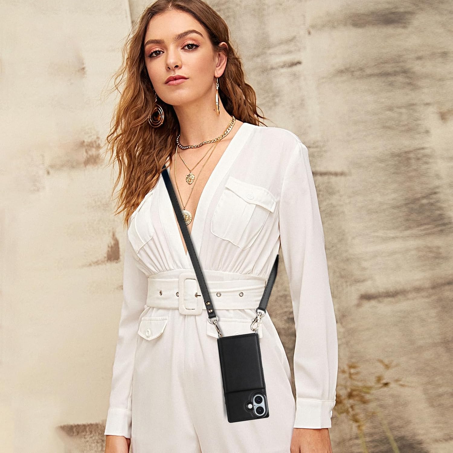 Vofolen for iPhone 16 Case with Card Holder Crossbody Lanyard Strap Leather Wallet Case with Magnetic Clasp Kickstand Heavy Duty Protective Flip Cover for iPhone 16 for Women, Black - Image 7