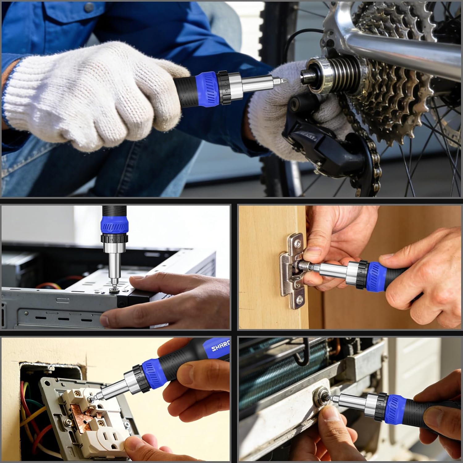 SHARDEN 26-in-1 Ratcheting Screwdriver Set Multi Ratchet Screwdriver Multi Screwdriver Tool Kit with 12 Double Ended CRV Bits Phillips Slotted Torx Hex Portable Tool for Home Bike Computer Repair