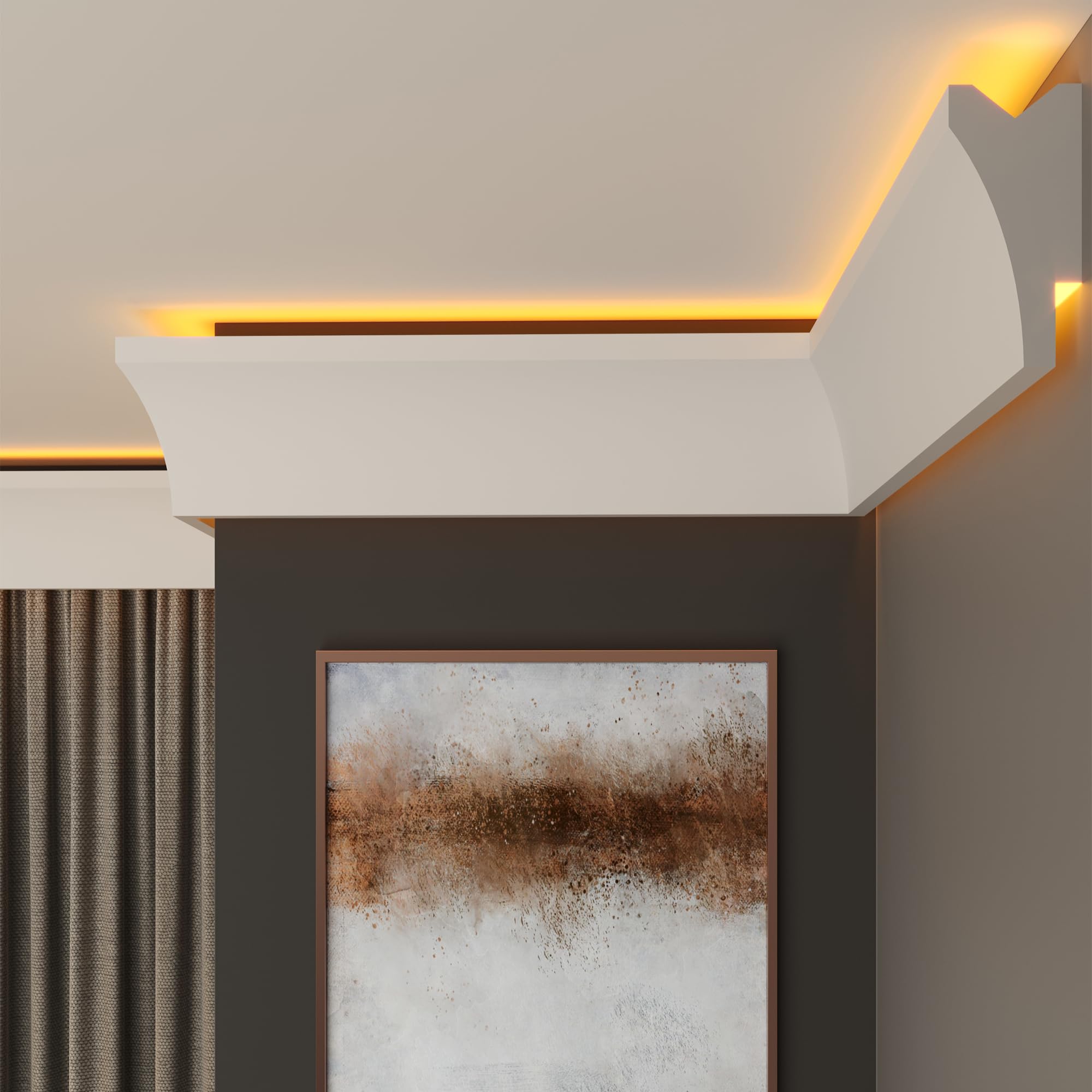 FAST DECOR XPS Ceiling Cornice Coving – Extruded Polystyrene Moulding Trim, Lightweight Decorative Coving for Ceilings, LED Coving, LED Cornice, LED Lighting Coving (CLL02, 10M (5 Length)) — image 1