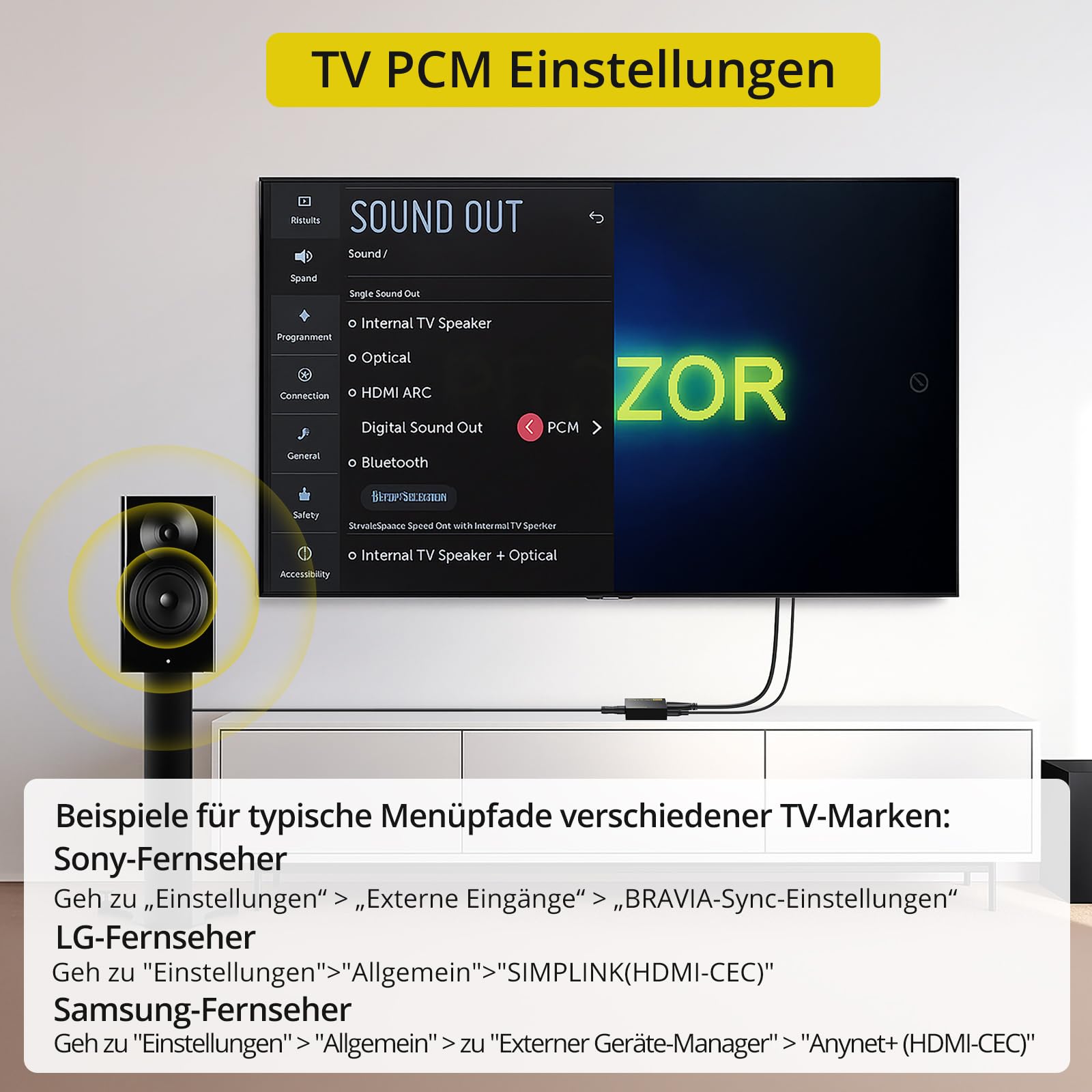 PROZOR eARC/ARC Audio Extractor HDMI zu 3,5mm Stereo Audio Konverter PCM 192kHz HDMI ARC to 3,5mm AUX Audio Extraktor für TV, Kopfhörer, Verstärker, Aktivlautsprecher